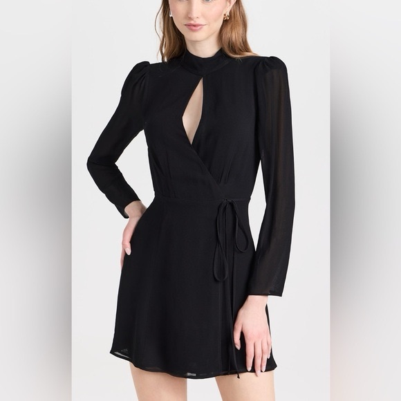 Reformation Black Long Sleeve Dress Size Xs 100% Viscose